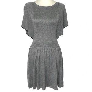 Ella Moss Grey Sweater Knit Short Flutter Sleeve Dress Girl's 12 Rayon Blend